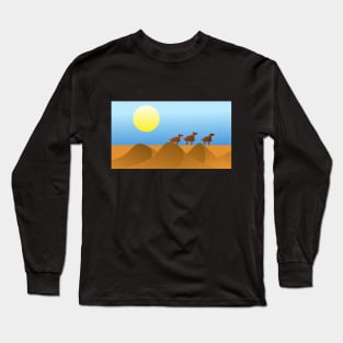 Camels in Desert Landscape Long Sleeve T-Shirt